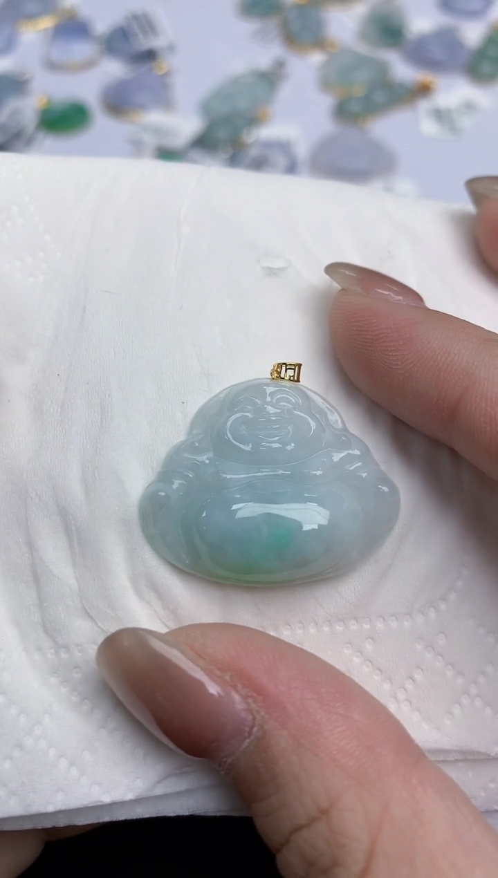 【闪购商品】翡翠颈饰18K金镶嵌天然缅甸翡翠A货