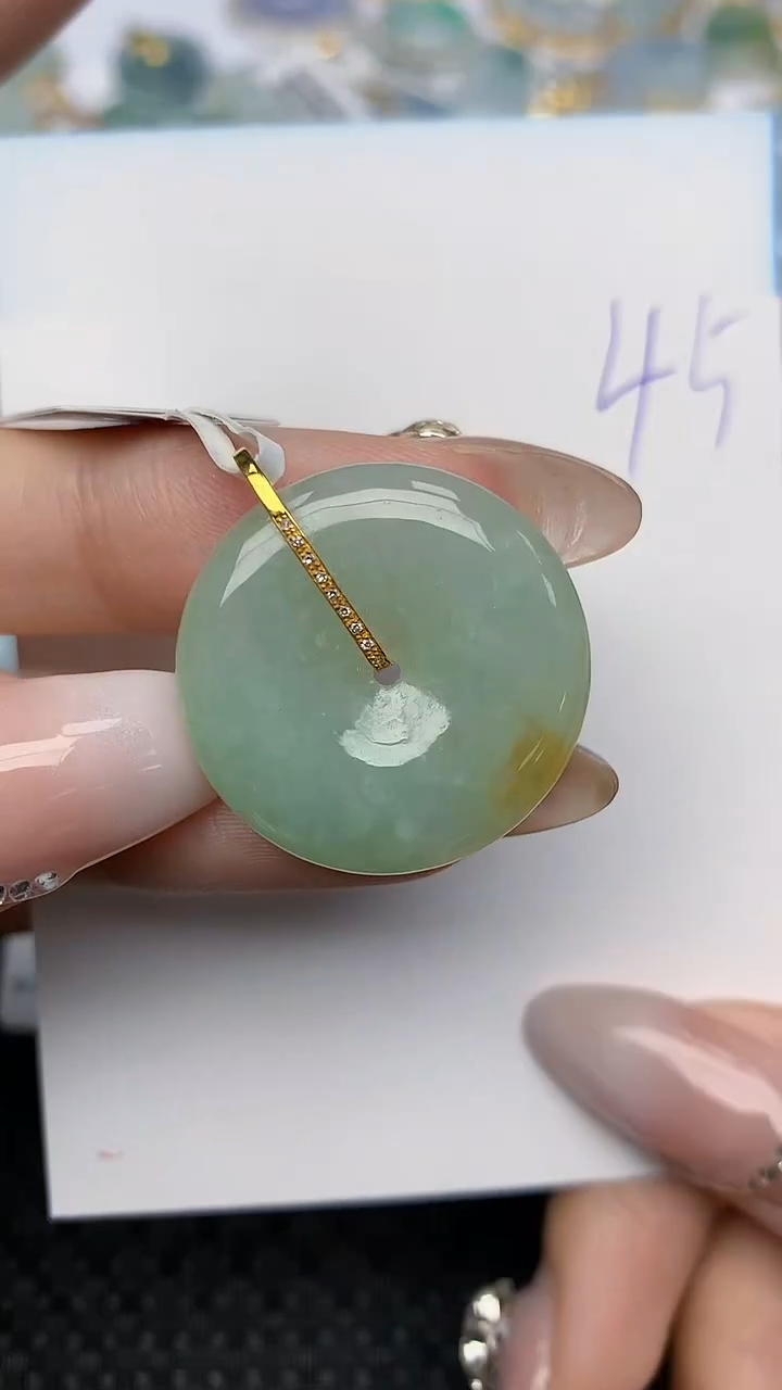 【闪购商品】翡翠颈饰18K金镶嵌天然翡翠A货
