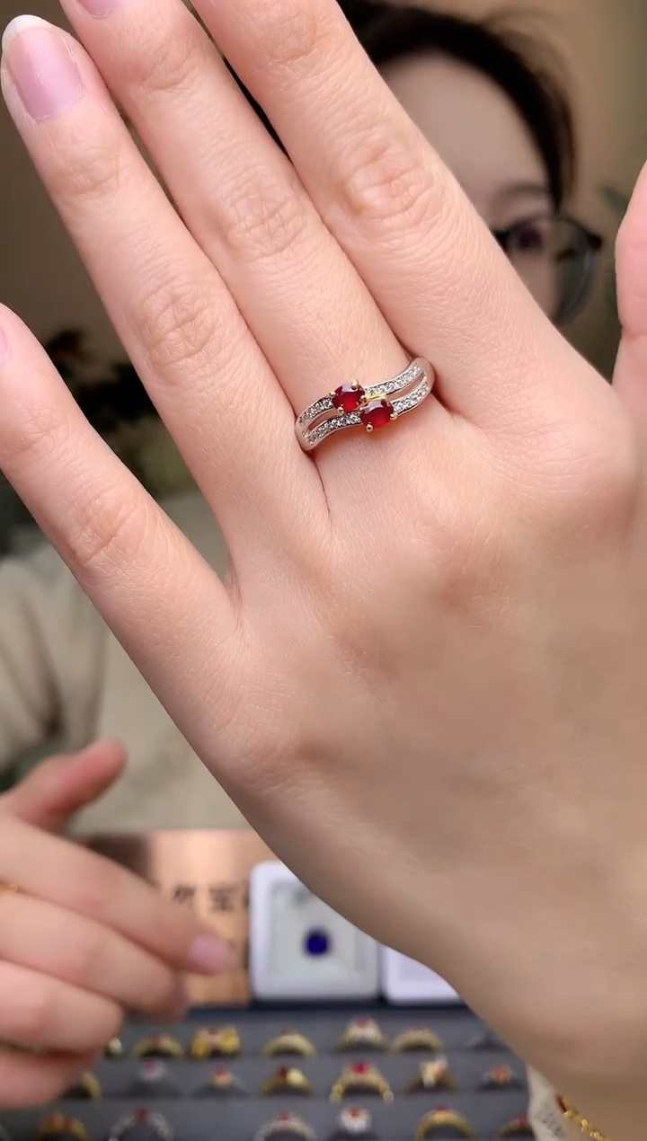 【闪购商品】红宝石戒指银S925镶嵌戒指