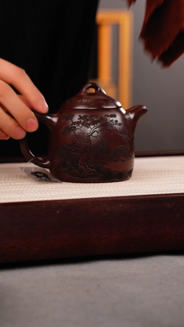 茶杯紫砂石红 秦权 梅花鹿