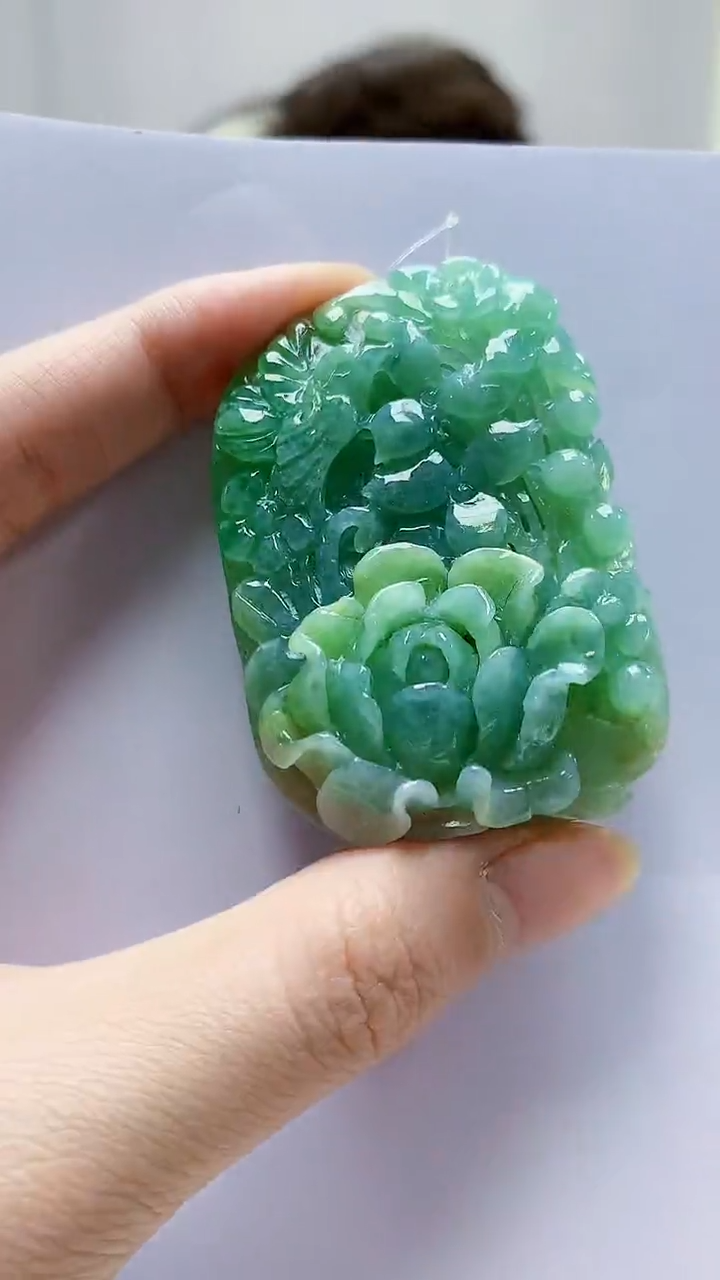 未镶嵌定制翡翠4688zm-毛货挂件50花牌