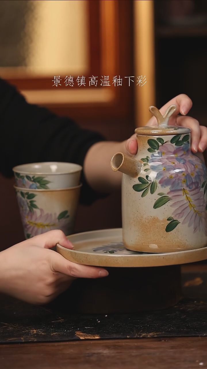 陶瓷景德镇高温釉下手绘陶瓷@L690@