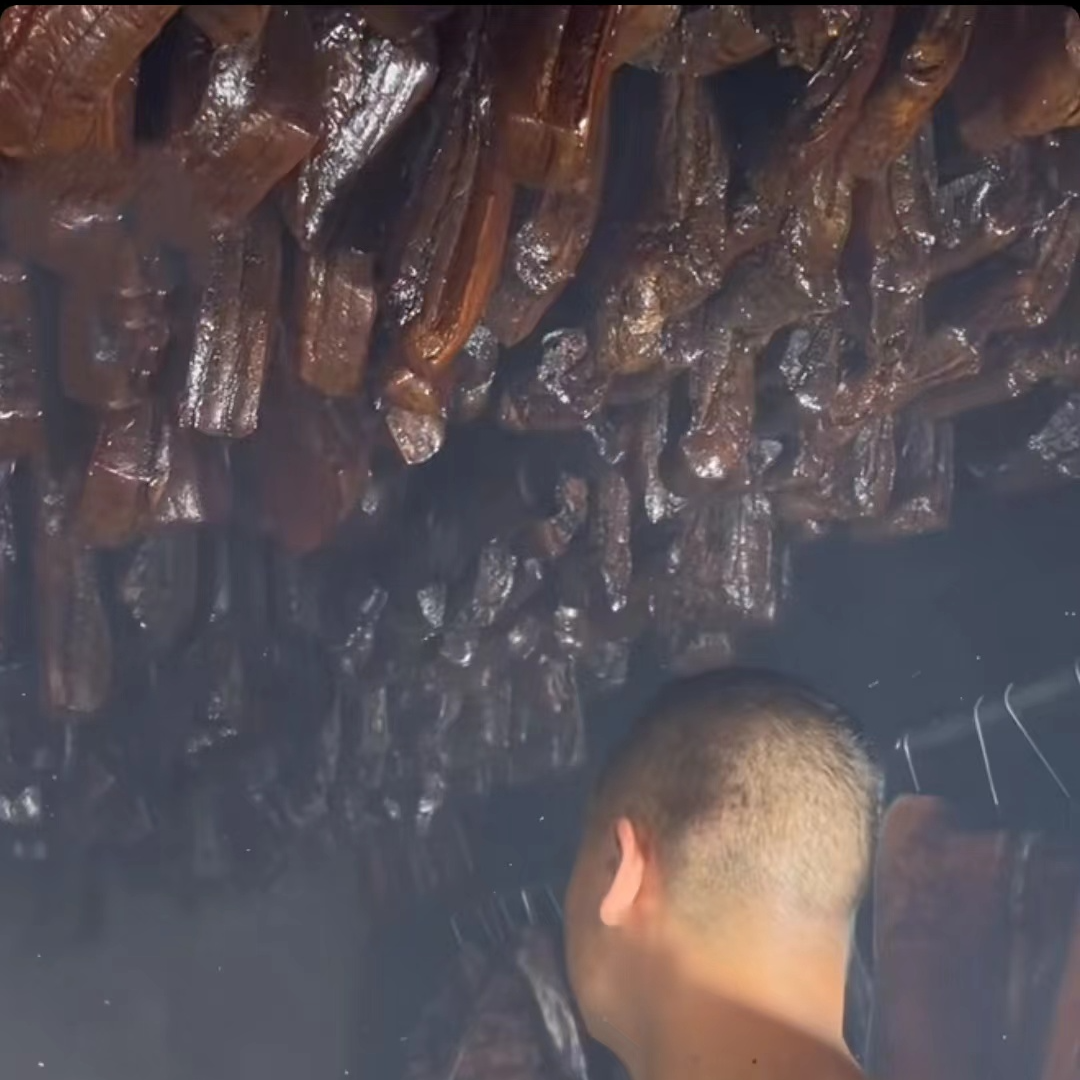 湖南茶树腌制烟熏五花老腊肉【直播现称】