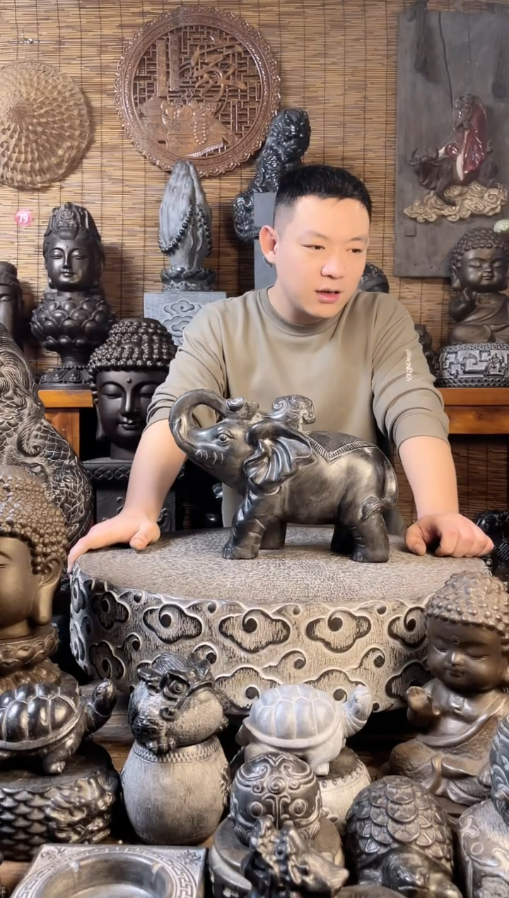 【闪购商品】33大象天然青石雕刻