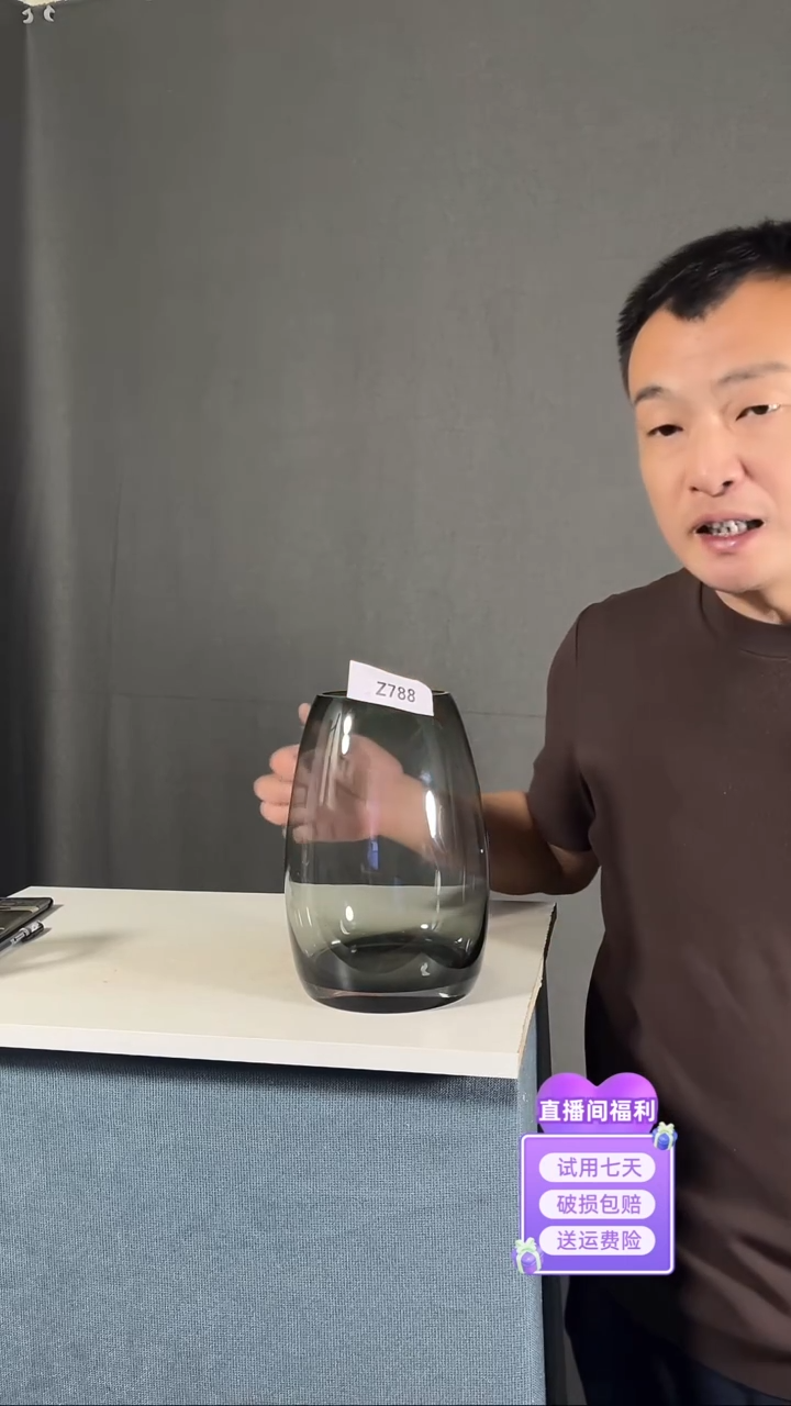 【闪购商品】玻璃788烟灰色恐龙蛋25高