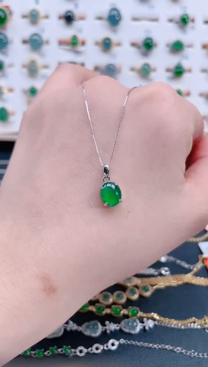 颈饰银S925镶嵌翡翠天然翡翠