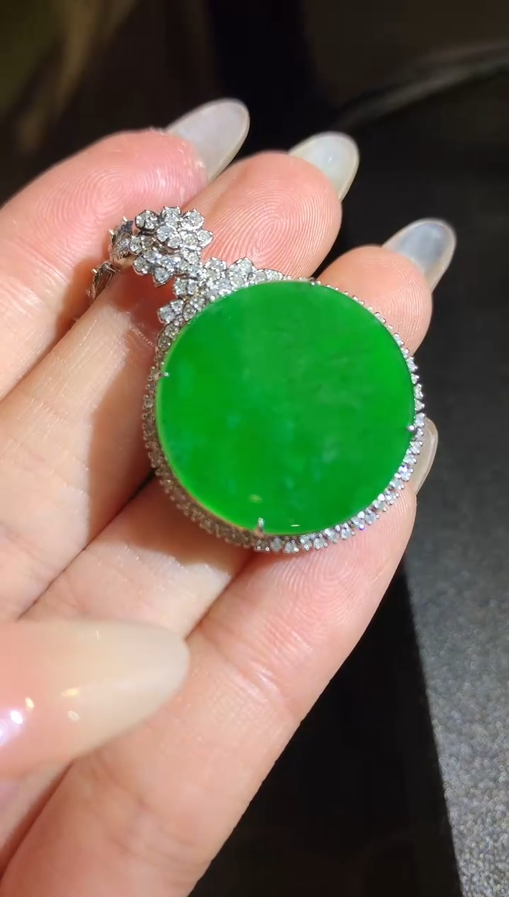 【闪购商品】翡翠吊坠(不含链)18K金镶嵌73-圆牌