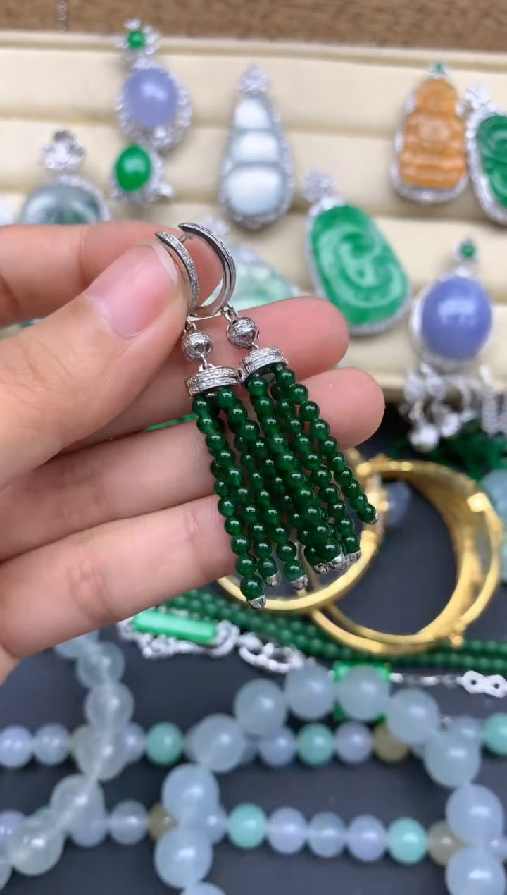 【闪购商品】翡翠耳饰18K金镶嵌437-中国好珍宝