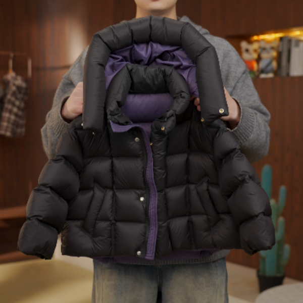 【现货】2025儿童新款连帽拼色立领羽绒服极寒保暖冬季时尚羽绒服