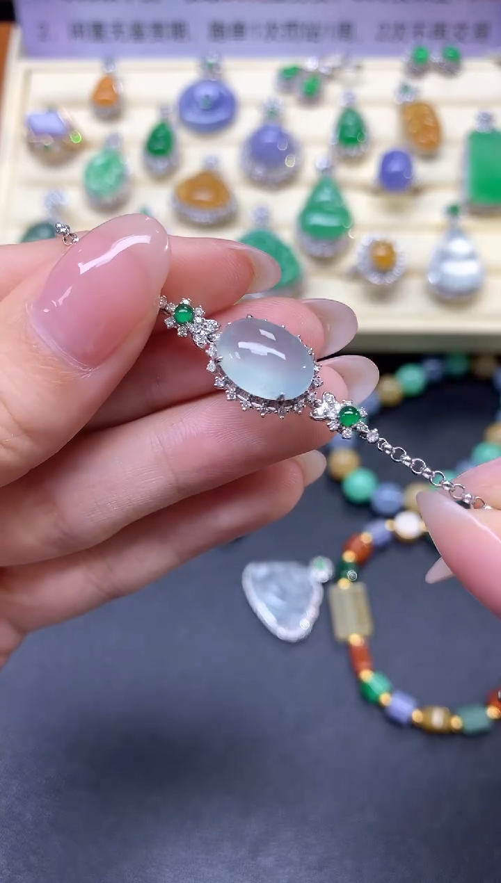 【闪购商品】翡翠手链18K金镶嵌手链|4980+498