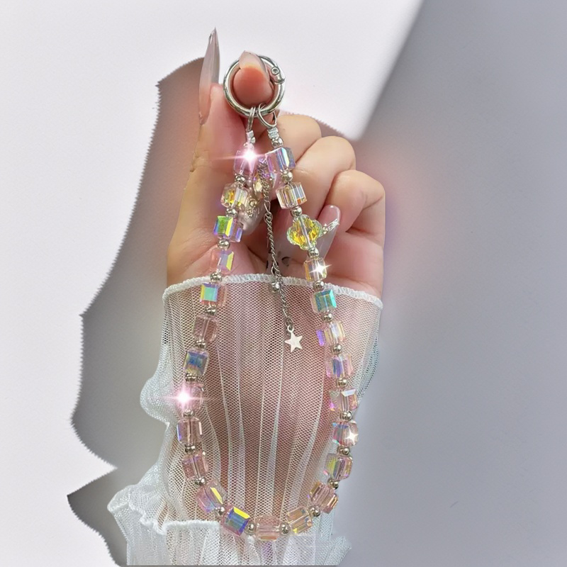 粉色晶彩手机链条