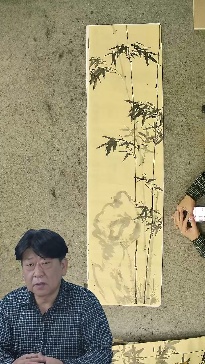 国画四尺对开  墨竹条屏 34*138cm