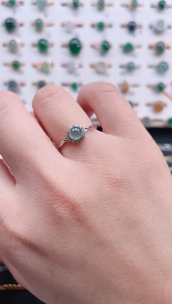 银S925镶嵌戒指翡翠天然翡翠
