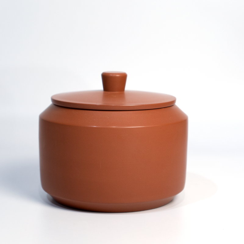 云水山涧建水紫陶357克醒茶罐M10复烧红