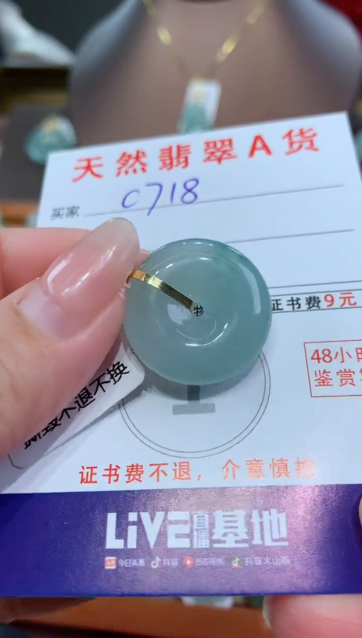 【闪购商品】翡翠颈饰18K金镶嵌天然缅甸a货翡翠