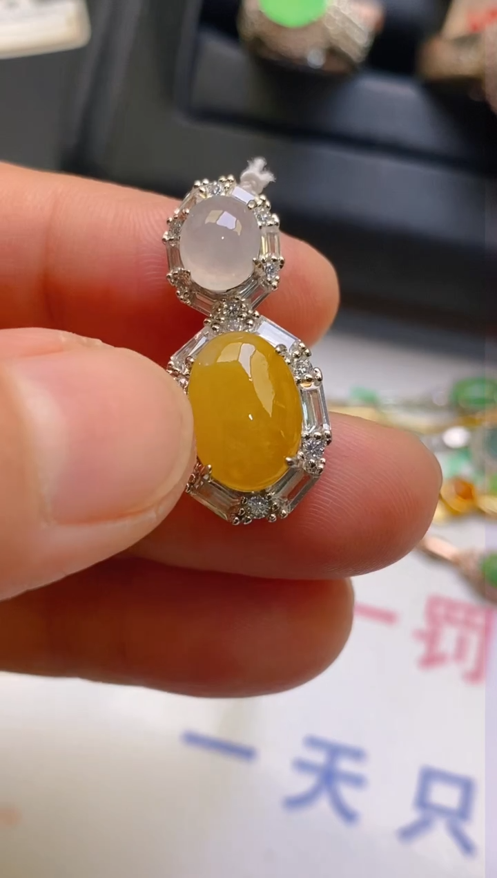 【闪购商品】翡翠耳饰银S925镶嵌天然A货翡翠1