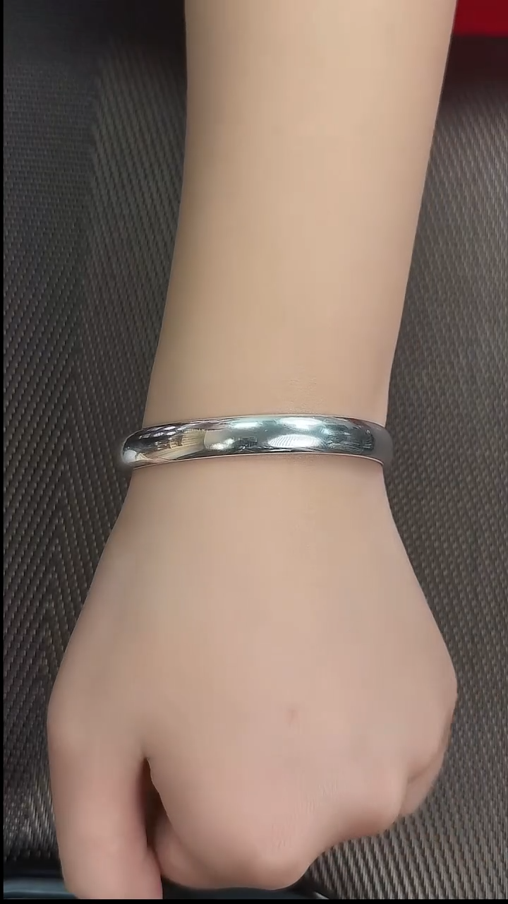 无足银 [半亩银田]足银光面开口手镯