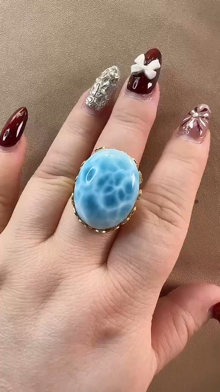 【闪购商品】针钠钙石（海纹石）戒指未镶嵌戒指