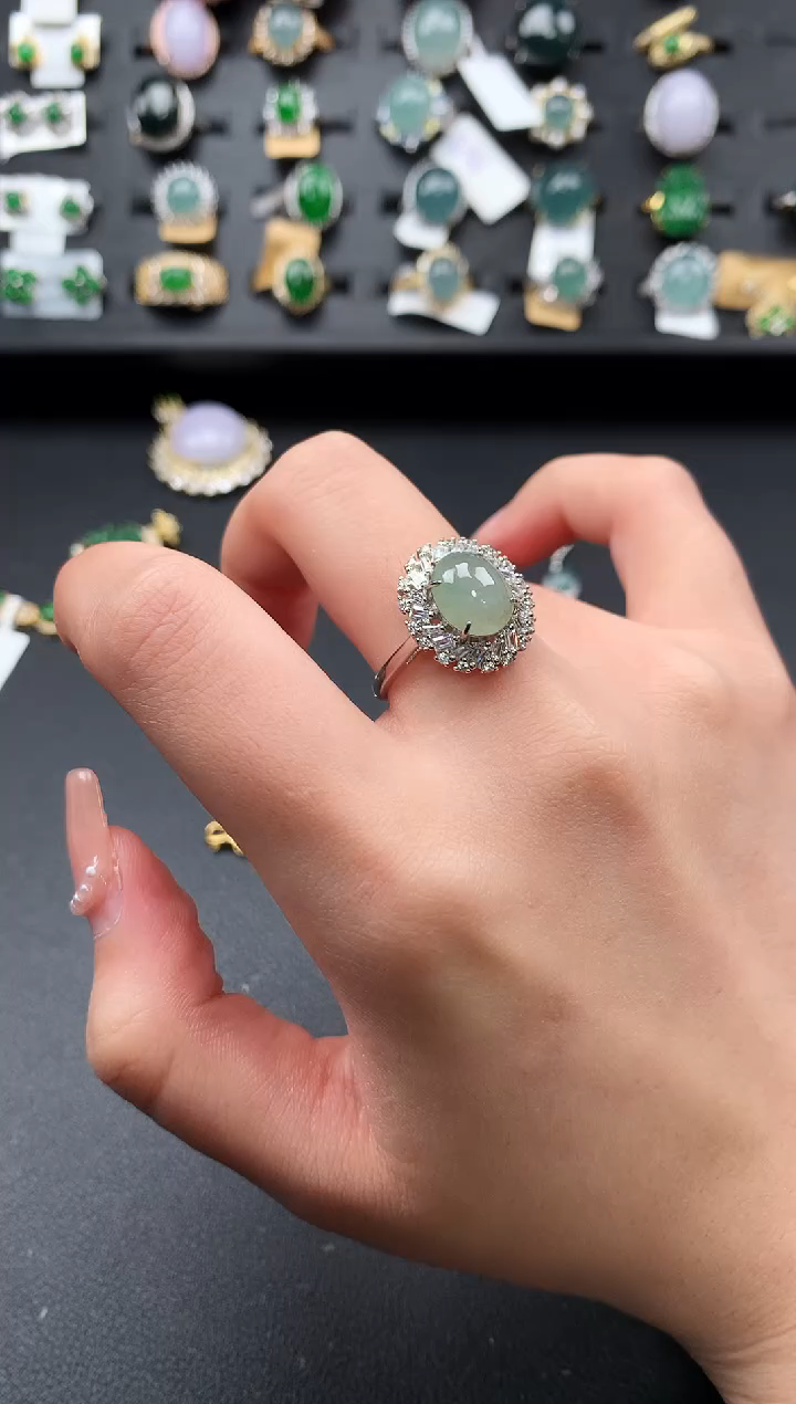 【闪购商品】翡翠戒指银S925镶嵌52141