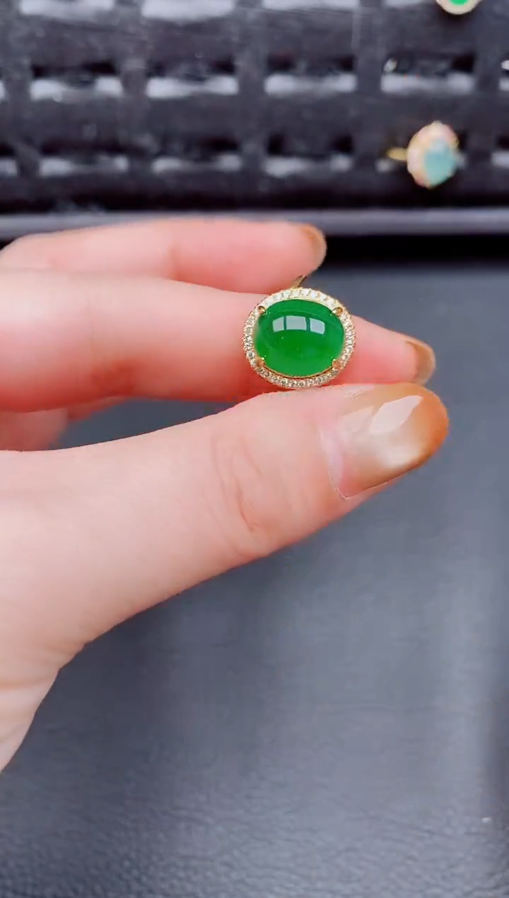 【闪购商品】翡翠戒指银S925镶嵌天然a货翡翠491