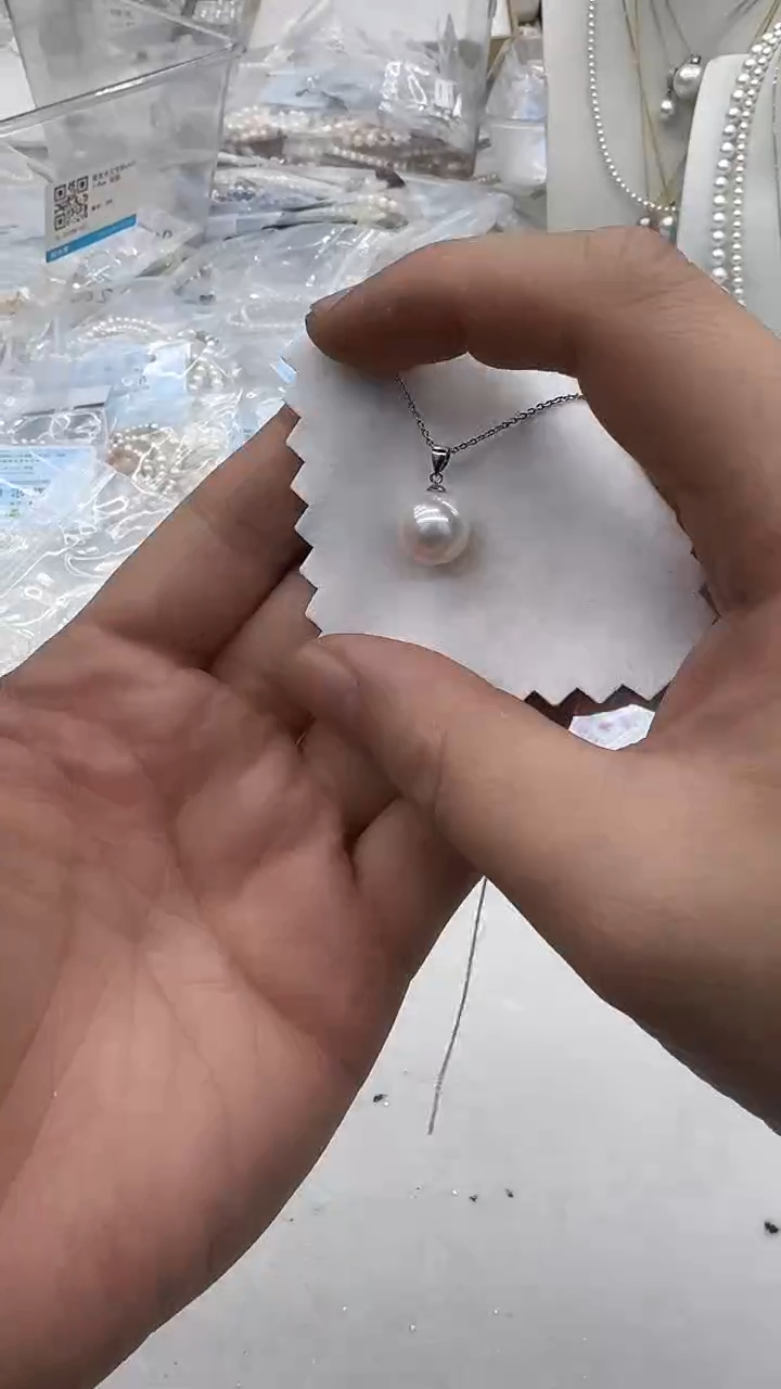 吊坠(赠链)银S925镶嵌淡水珍珠11mm 白瓜子扣