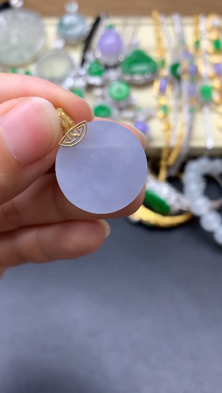 颈饰18K金镶嵌翡翠298-中国好珍宝
