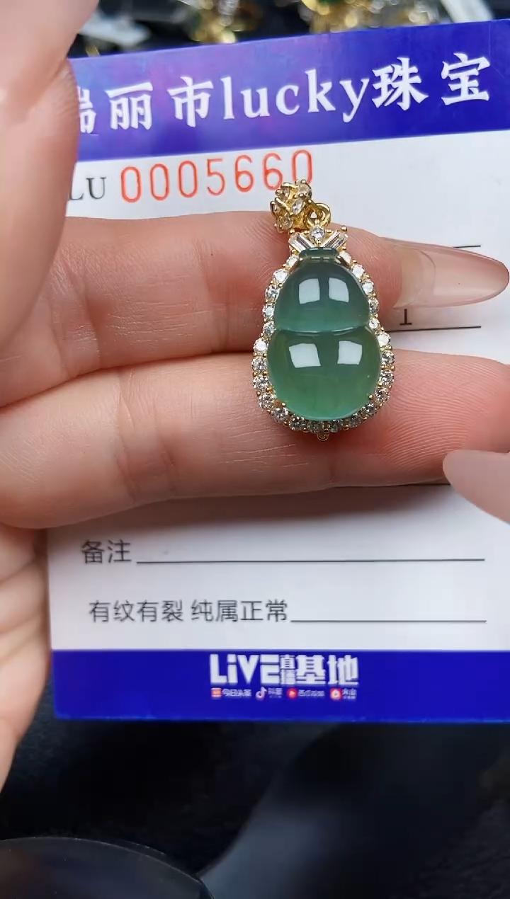 翡翠银S925镶嵌颈饰5660