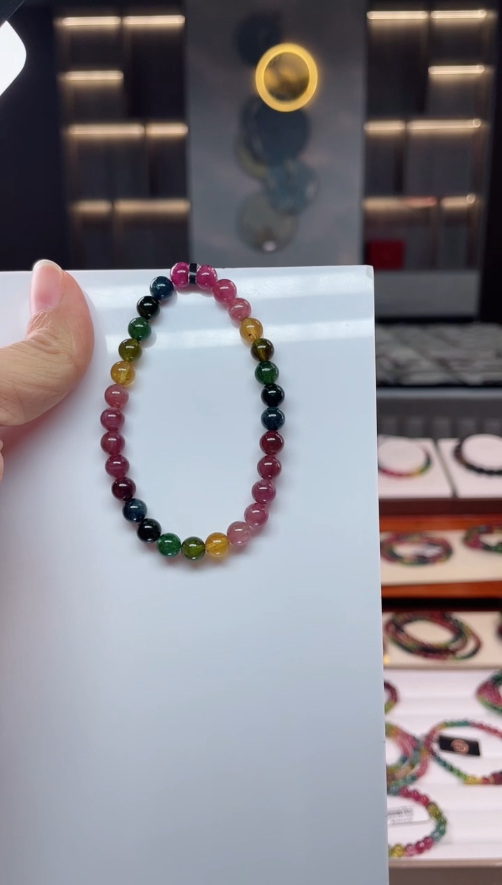 未镶嵌老矿碧玺单圈手串6mm+碧玺（多样性发一条）Q