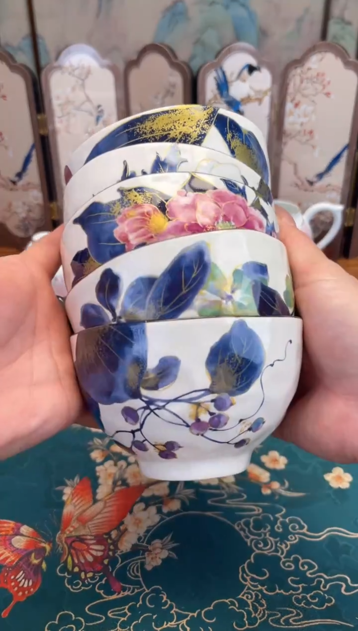 瓷片王*士和蓝窑米饭碗号六六瓷工艺品