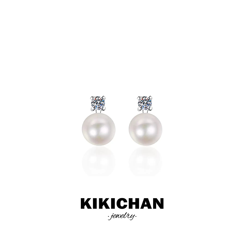 925银仿珍珠耳饰 KIKI CHAN 925银莫桑石贝珠耳钉 25231NWBZ