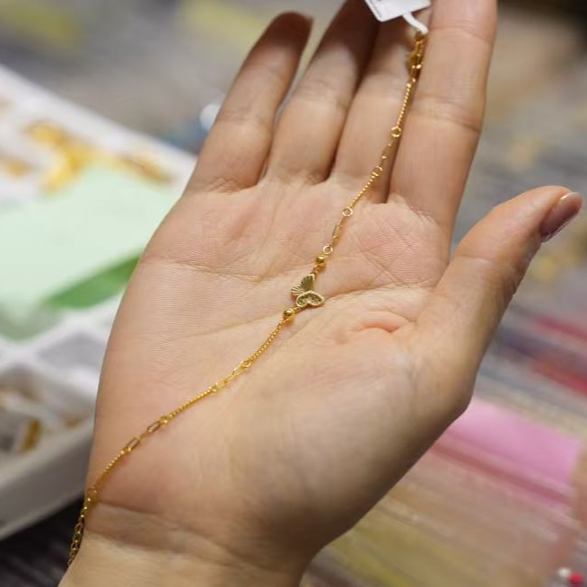 【巧玲专属】足金999龙鳞蝴蝶金珠手链 经典时尚百搭 3.17