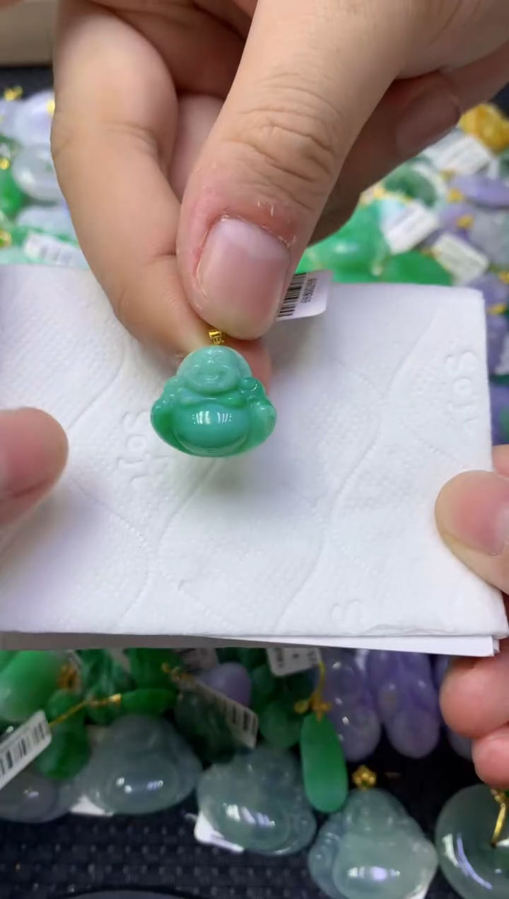 颈饰18K金镶嵌翡翠天然缅甸翡翠A货