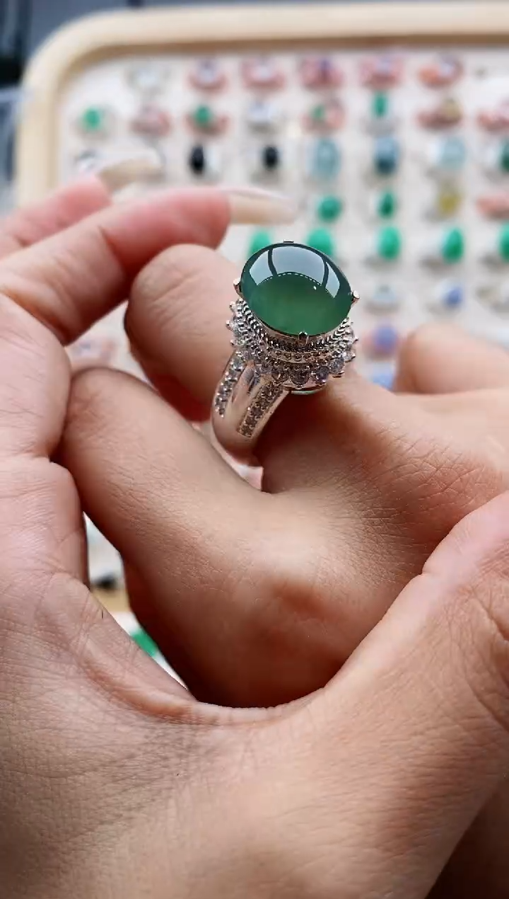 【闪购商品】翡翠戒指未镶嵌缅甸天然A货翡翠333  9+5
