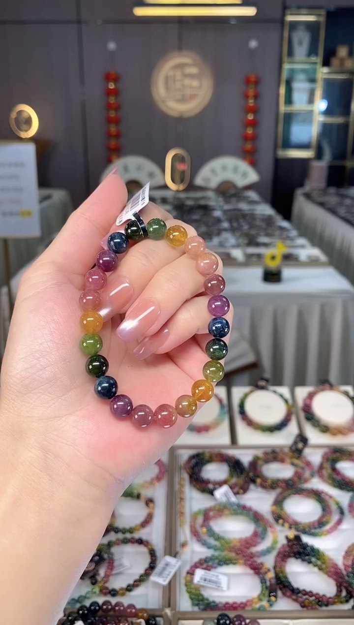 未镶嵌老矿碧玺彩虹单圈手串8mm+碧玺多样性发一条hon