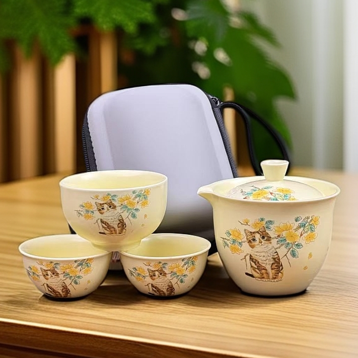 可爱黄猫三杯快客旅行套D78