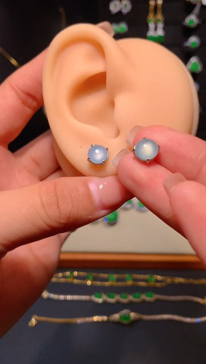 【闪购商品】翡翠耳饰银S925镶嵌多样性