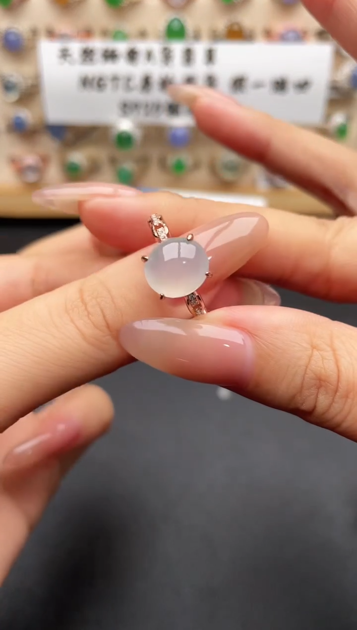 银S925镶嵌戒指翡翠一物一证一礼盒