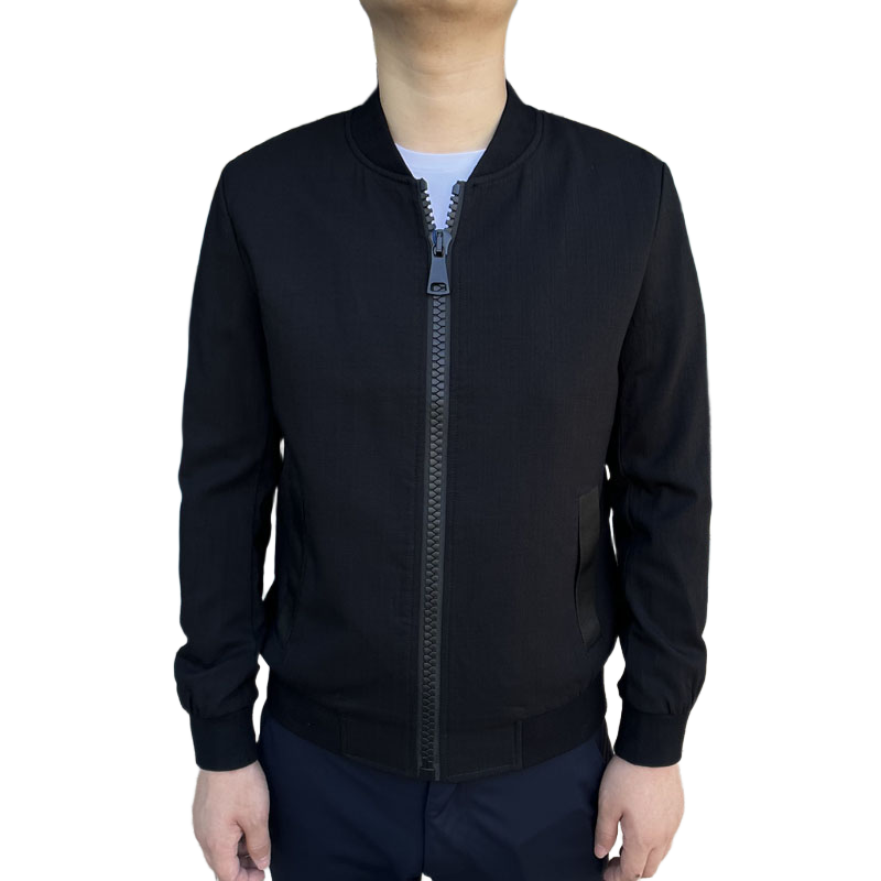 JY802 春秋夹克衫2025年新款夹克外套商务男士棒球领短款茄克黑色