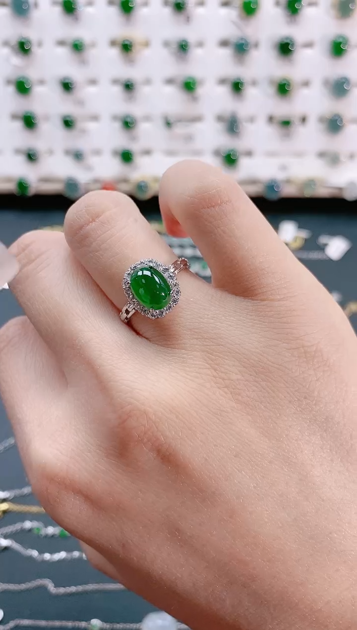 【闪购商品】翡翠戒指银S925镶嵌天然翡翠