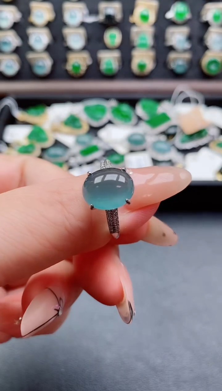 银S925镶嵌戒指翡翠1