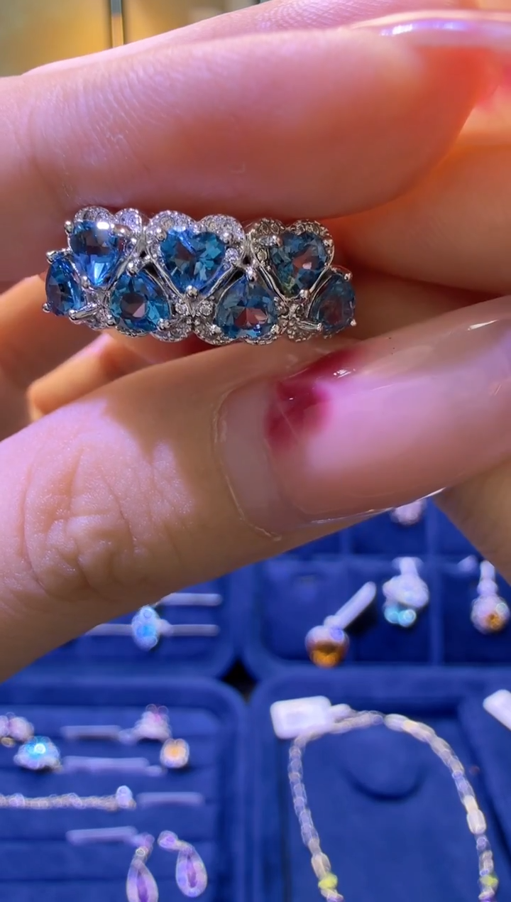 银S925镶嵌戒指托帕石天然宝石