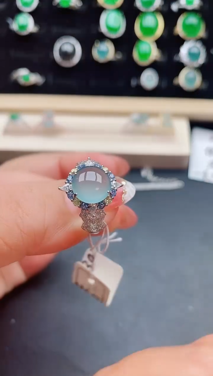 【闪购商品】翡翠戒指银S925镶嵌508080