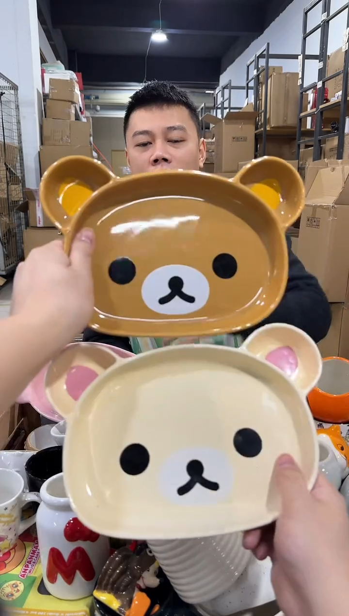 瓷片原盒轻松熊餐盘2件套