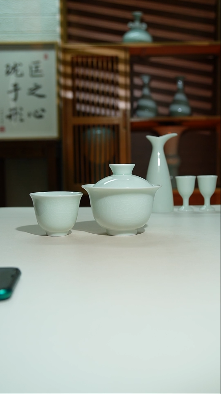 【闪购商品】杯玉兰盖碗两才加玉兰杯一级玉青