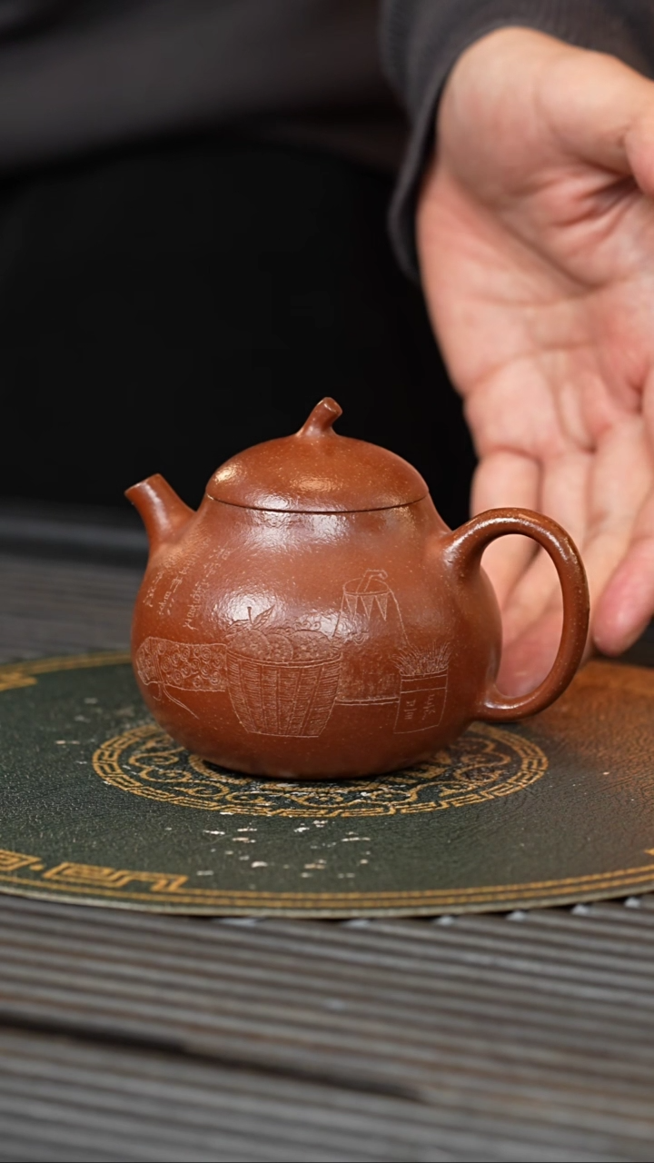 【闪购商品】紫砂茶壶GJY 红降坡 茄瓜 180cc