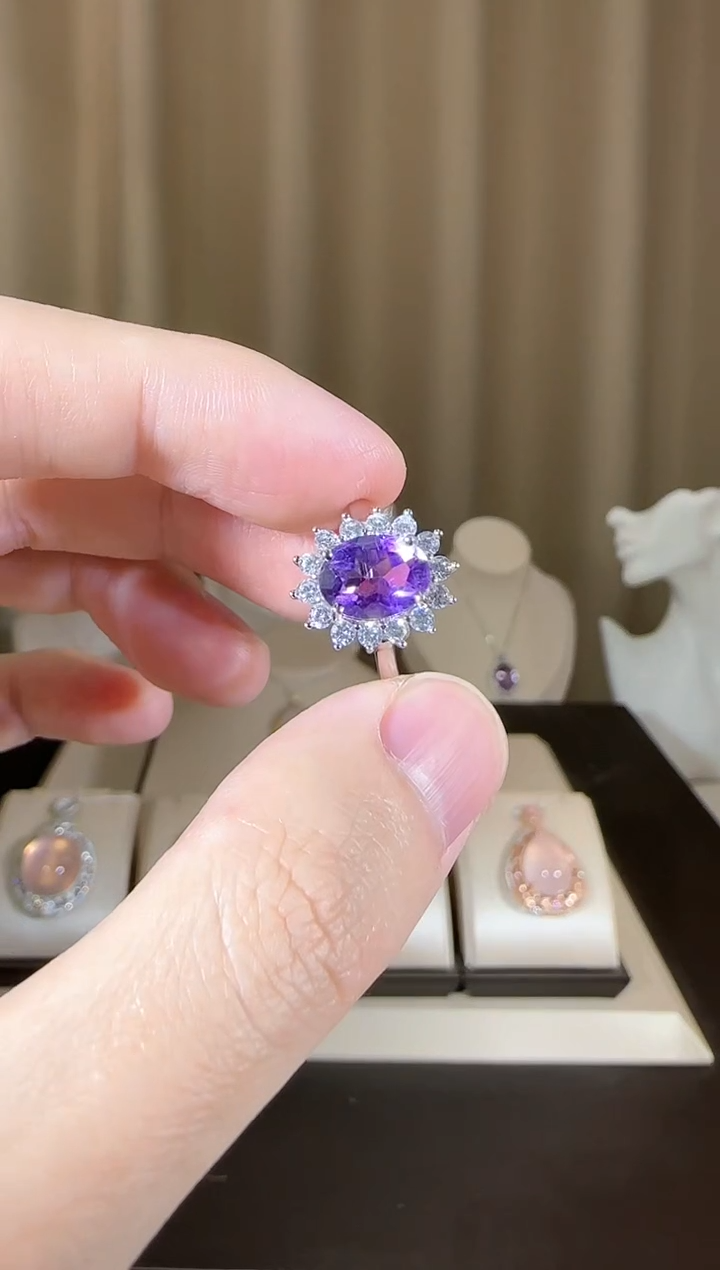 【闪购商品】黄晶戒指银S925镶嵌9*7mm