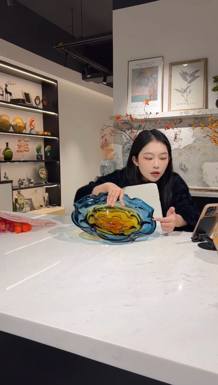 【闪购商品】琉璃蓝色渐变果盘