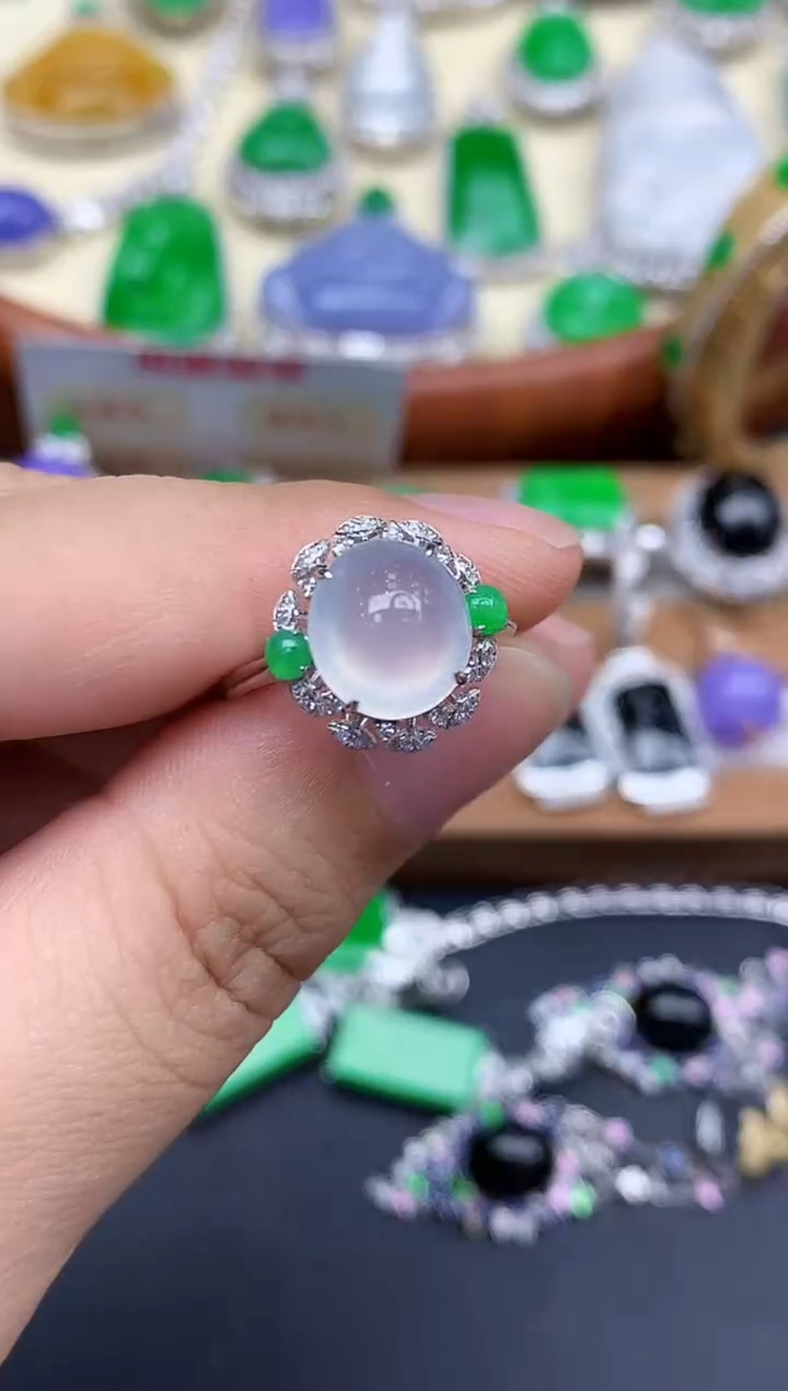 18K金镶嵌戒指翡翠485-中国好珍宝