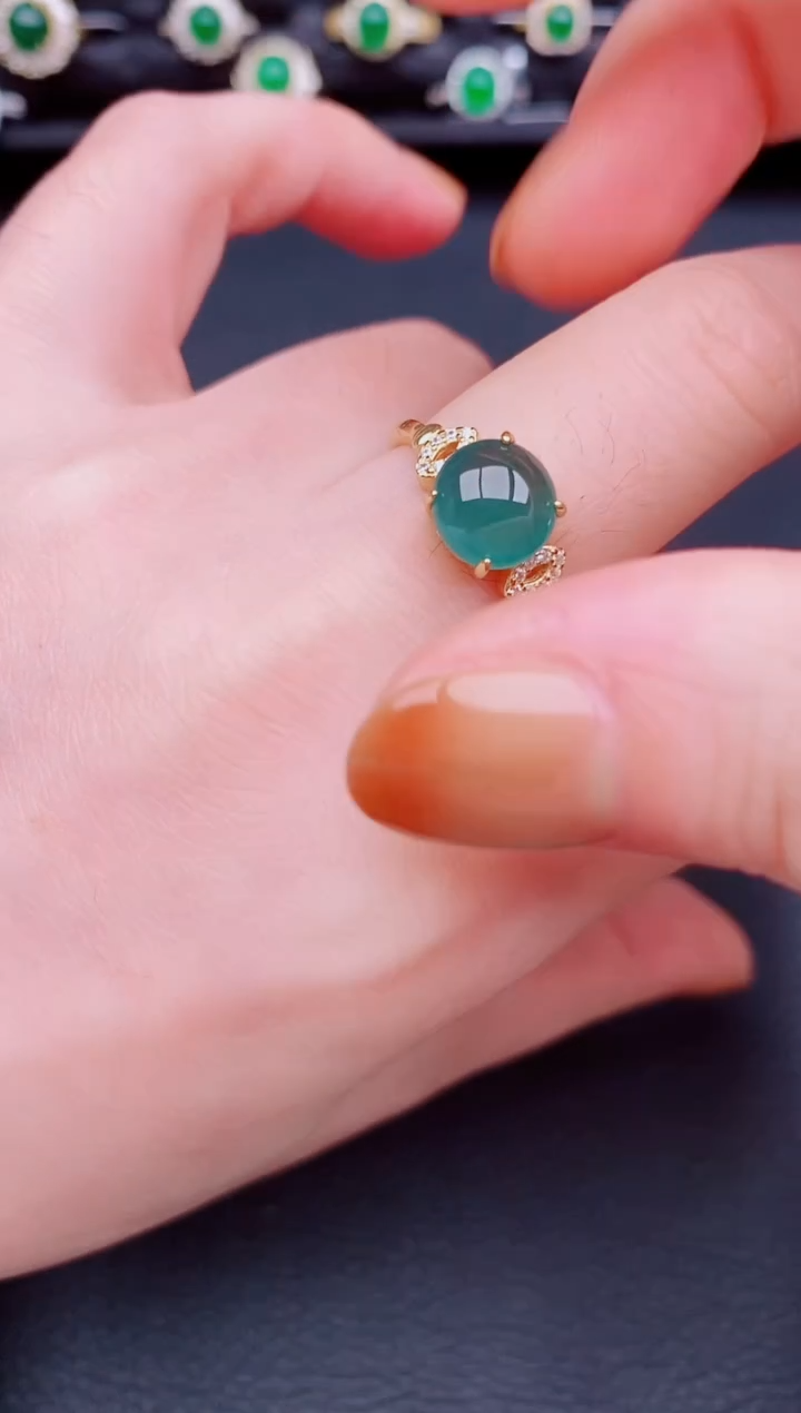 【闪购商品】翡翠戒指银S925镶嵌天然a货翡翠23