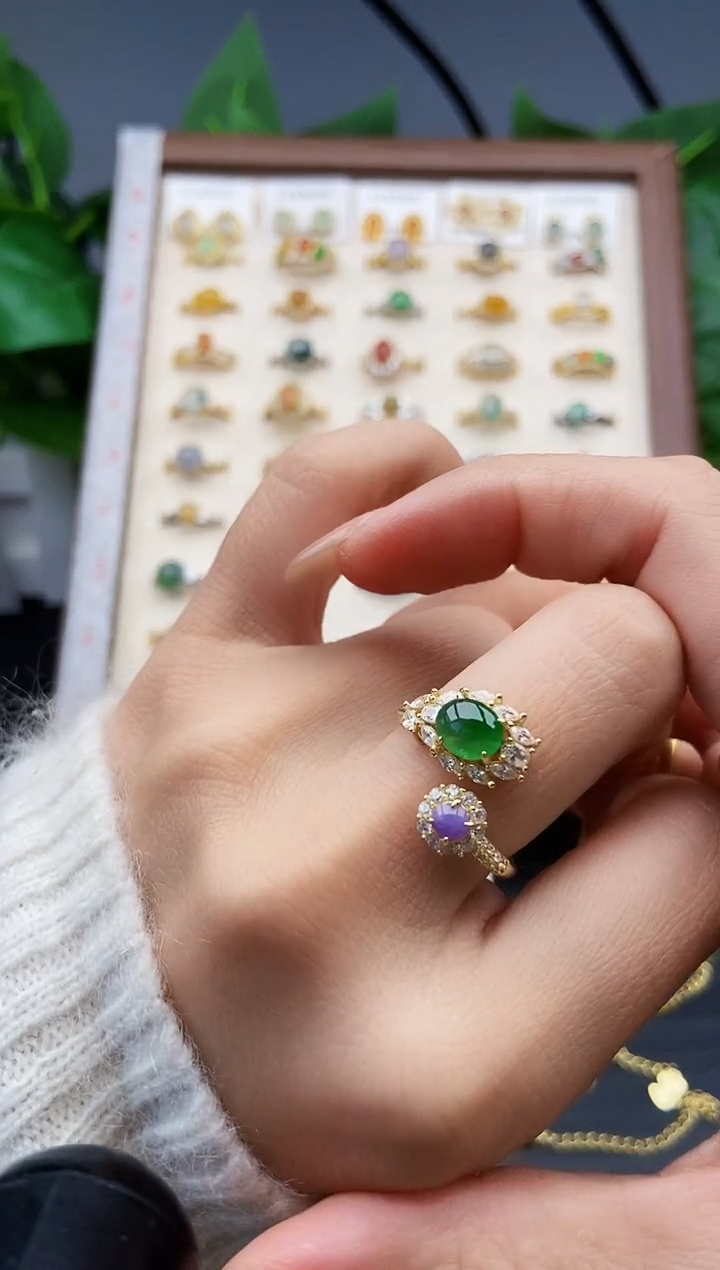 银S925镶嵌戒指翡翠12